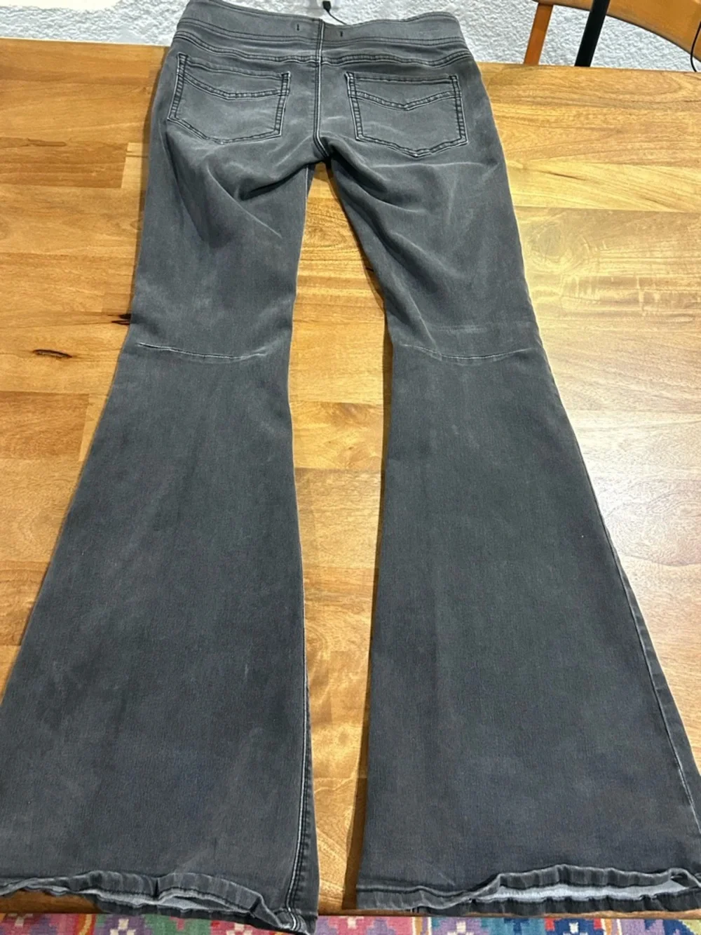 Free People Gray Ultra Flare Jeans Elastic Waist Low Rise Size 26